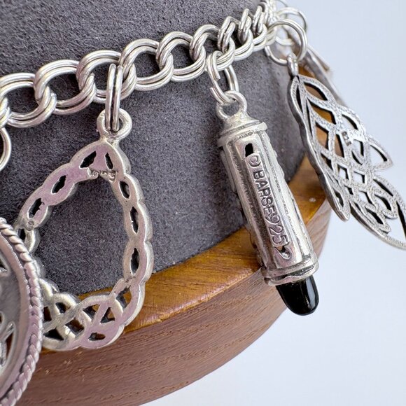 VTG Sterling Silver 925 Celtic Knot & Heart Charm Bracelet Size 8.5" Length - Picture 7 of 14